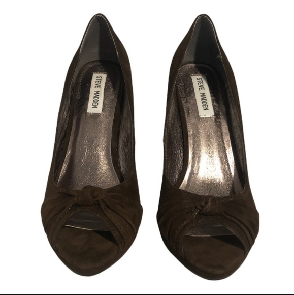 Steve Madden Princi Suede Peep Toe Pumps Size 7.5 - Picture 2 of 2